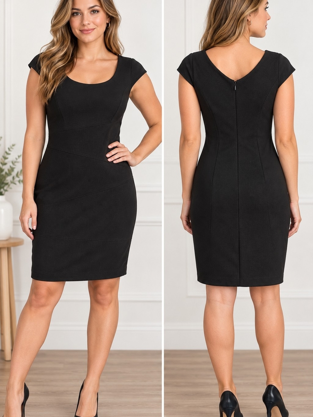 Marc New York Classic Little Black Dress Cap-Sleeve Sheath